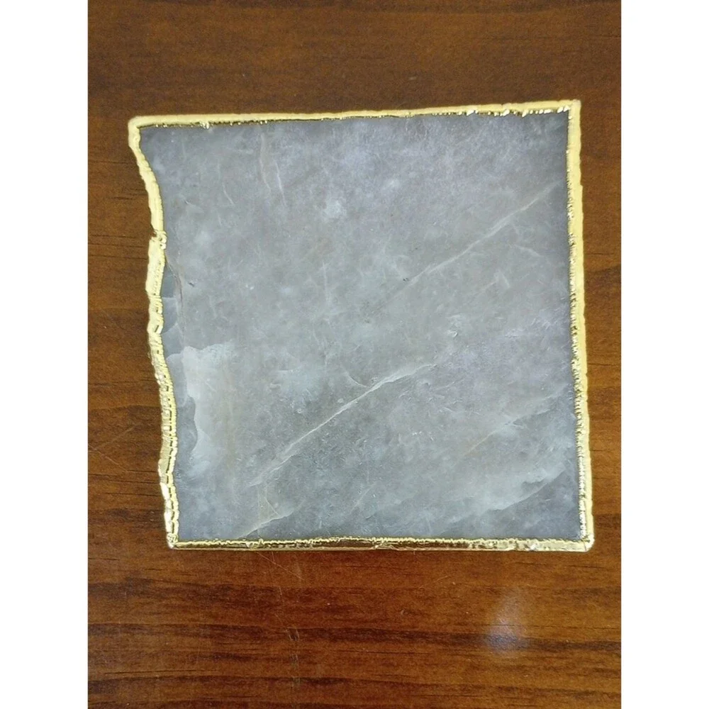 Rachel Zoe Gold Trimmed Marble Coasters, Set Of 4 - New!